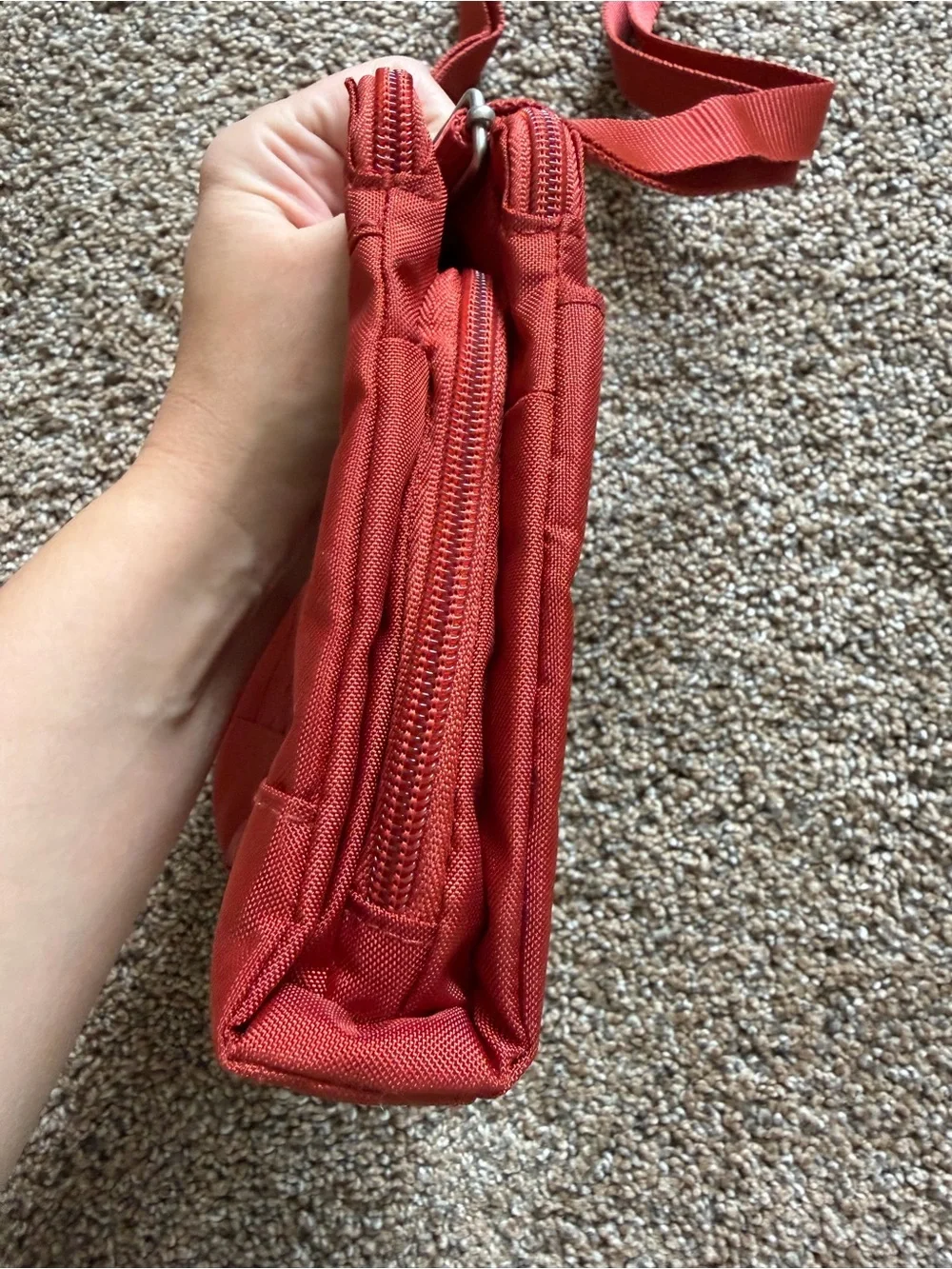 BAGGALLINI Rust Red Nylon Zippered Crossbody Shoulder Bag